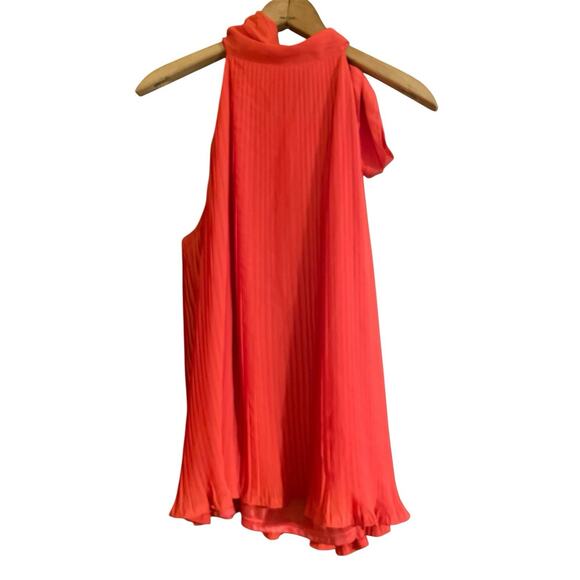 H&M Women's Size 10 Sleeveless Red Halter Top Snap Pleated Tank Racerback - Picture 2 of 4